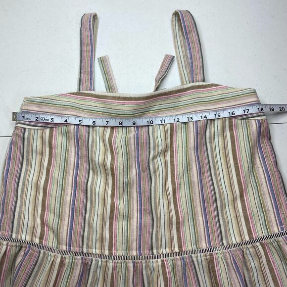 Tart Tiered Midi Dress Women's Large Multicolor Striped Linen Blend Tank Strap - Picture 10 of 14